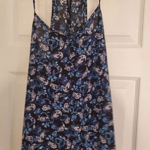 WOMEN'S SIZE LARGE BLUE FLORAL FLOWY TANK TOP BY PAPER CRANE